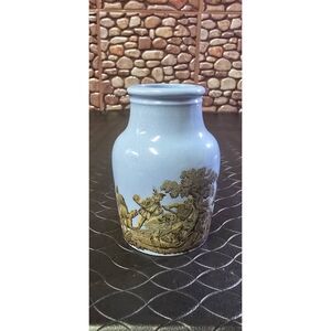 Prattware Blue Boar Hunt Scene Meat Paste Jar